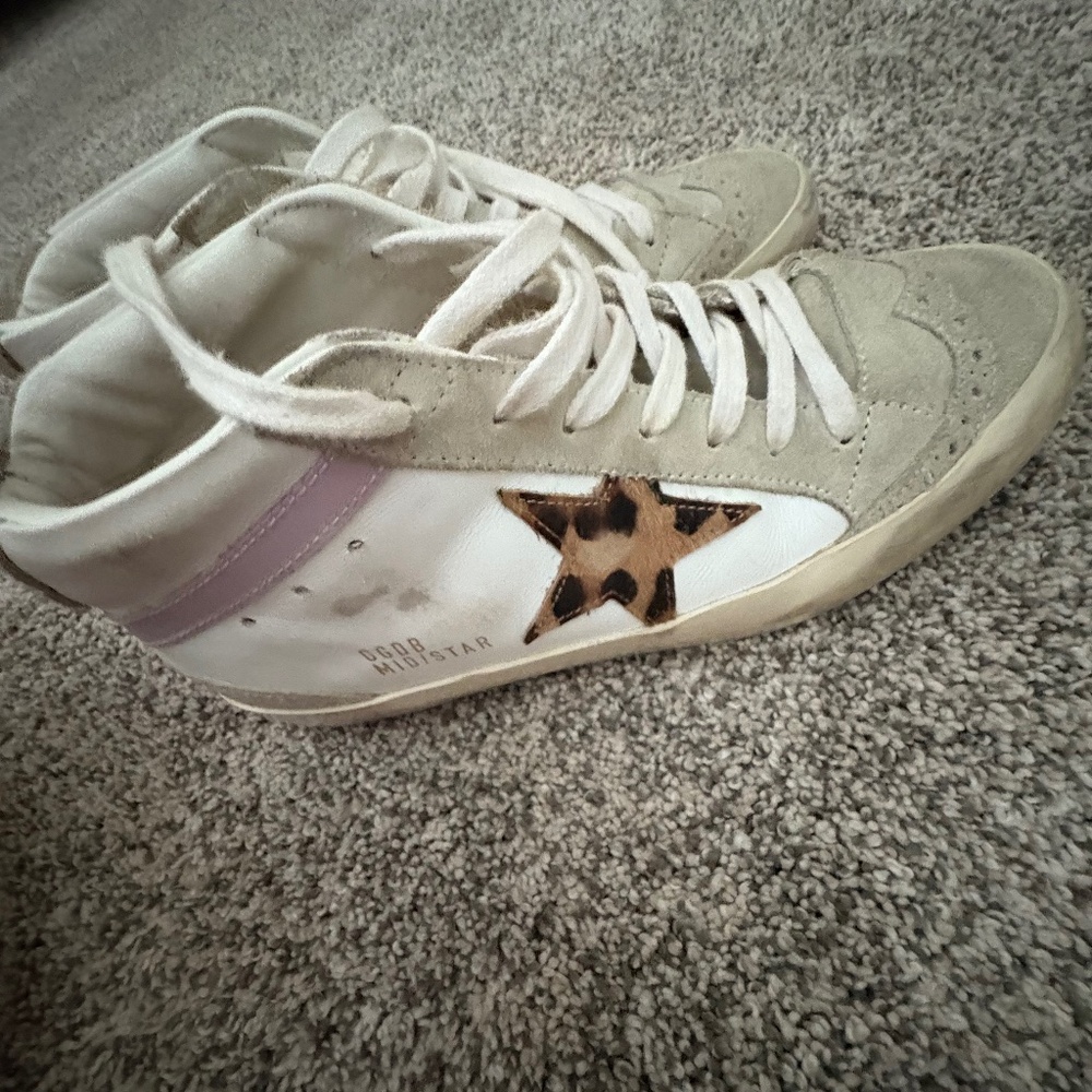 Golden Goose mid stars leopard star